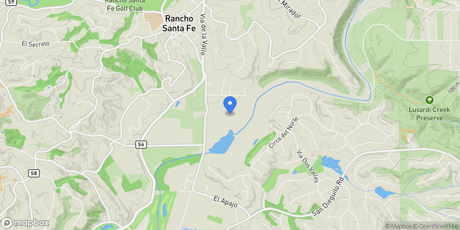 Map showing 16401 Calle Feliz, Rancho Santa Fe, California, United States.