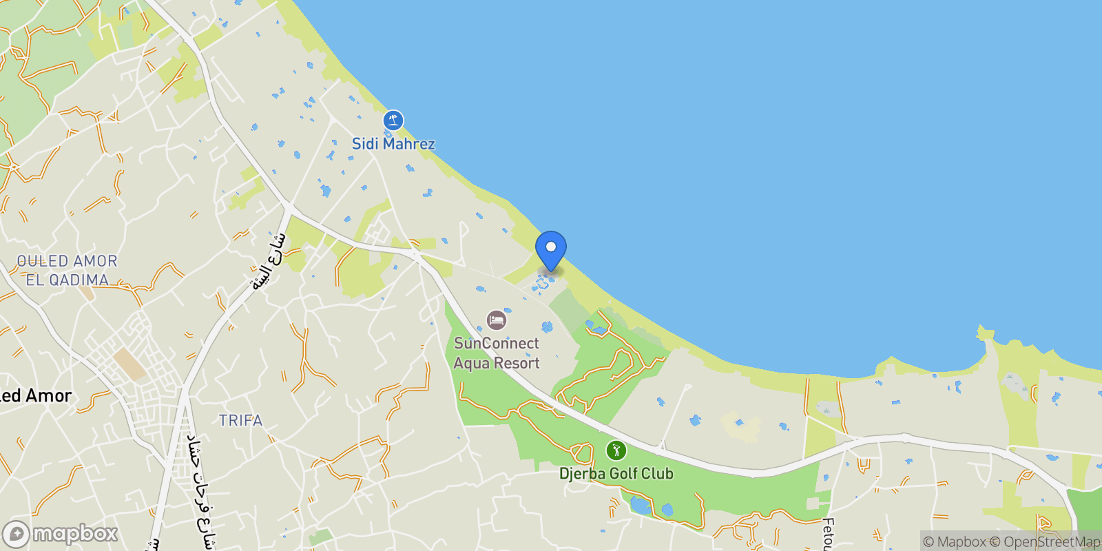 Map showing Djerba Midun, Medenine, Tunisia.