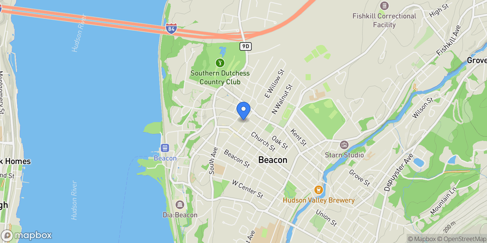 Map showing 21 Willow Street, Beacon, New York, United States.