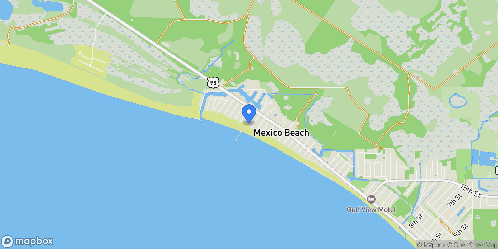 Map showing 115 S 37Th Street, Mexico Beach, FL 32456, Port St. Joe, Florida, United States.