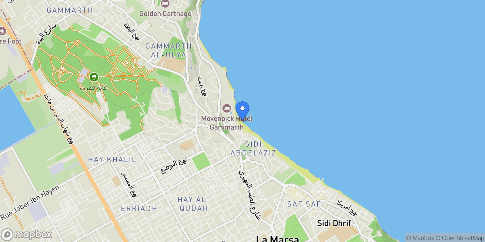 Map showing La Marsa, Tunis, Tunisia.