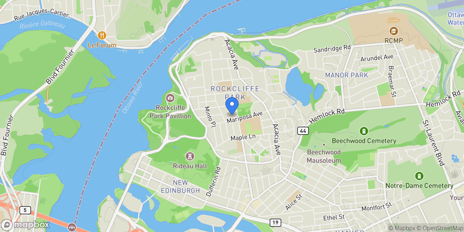 Map showing 275 Mariposa Avenue, Ottawa, Ontario, Canada.