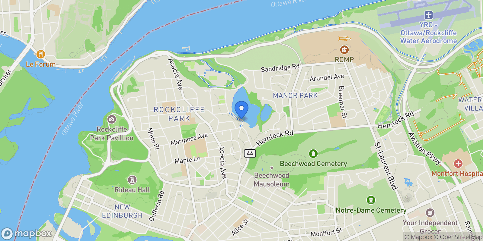 Map showing 597 Mariposa Avenue, Ottawa, Ontario, Canada.