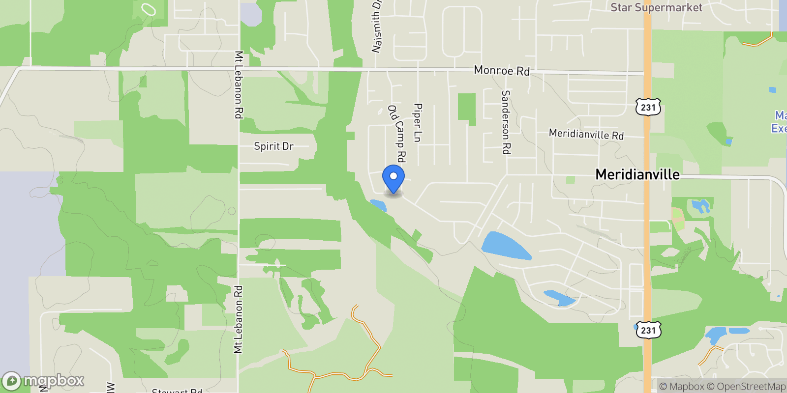 Map showing 261 Dove Hollow Drive , Meridianville, AL 35759, Meridianville, Alabama, United States.