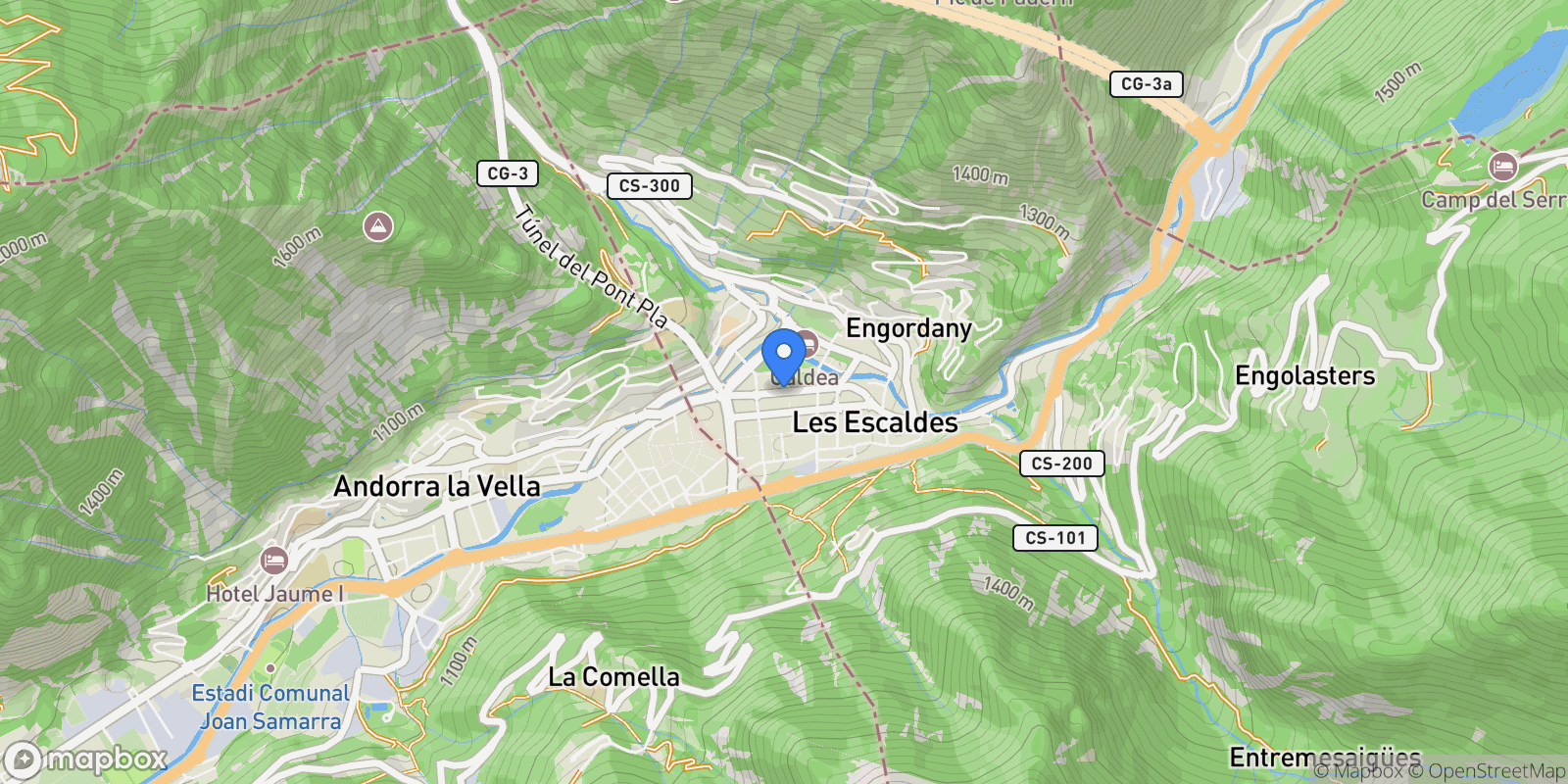 Map showing Av. de les nacions unides, Escaldes Engordany, Escaldes Engordany, Escaldes-Engordany, Escaldes-Engordany, Andorra.