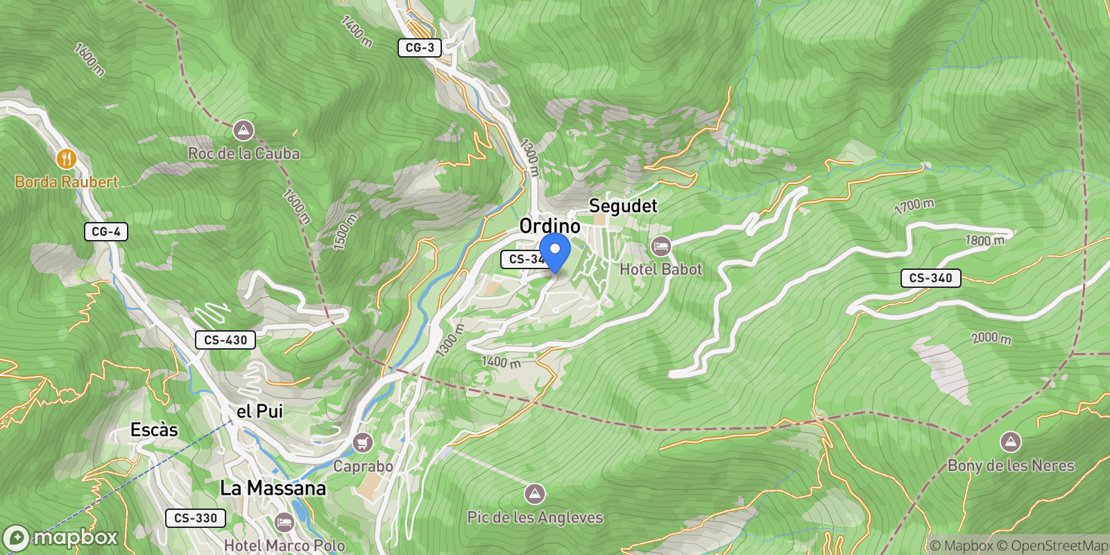 Map showing carretera coll d'ordino, Ordino, Ordino, Ordino, Ordino, Andorra.