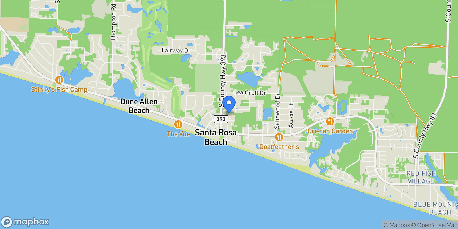 Map showing 51 Abbey Road, Santa Rosa Beach, FL 32459, Santa Rosa Beach, Florida, United States.