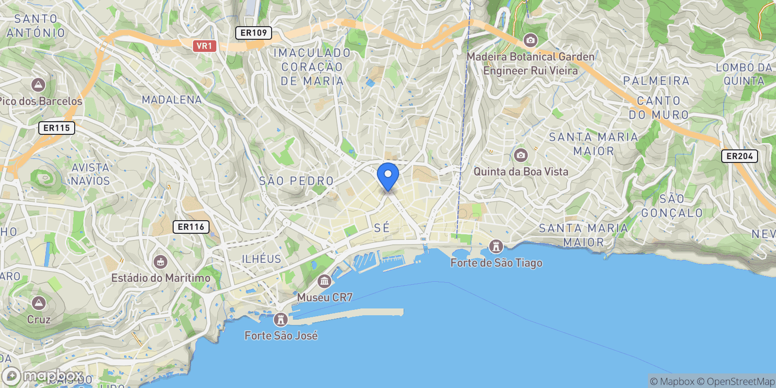 Map showing Funchal, Madeira, Funchal, Se, Madeira, Portugal.