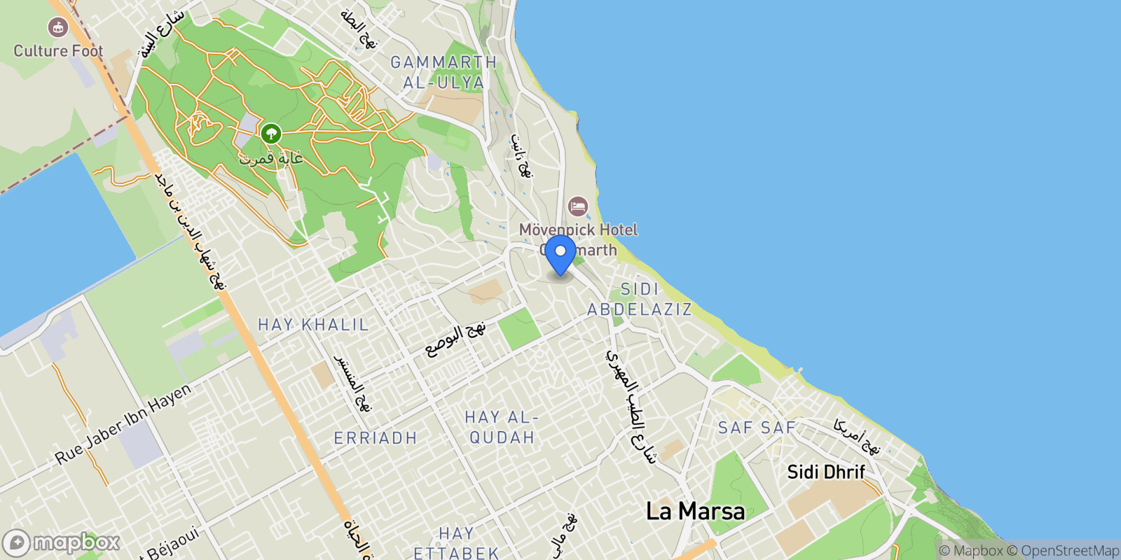 Map showing La Marsa, Tunis, Tunisia.