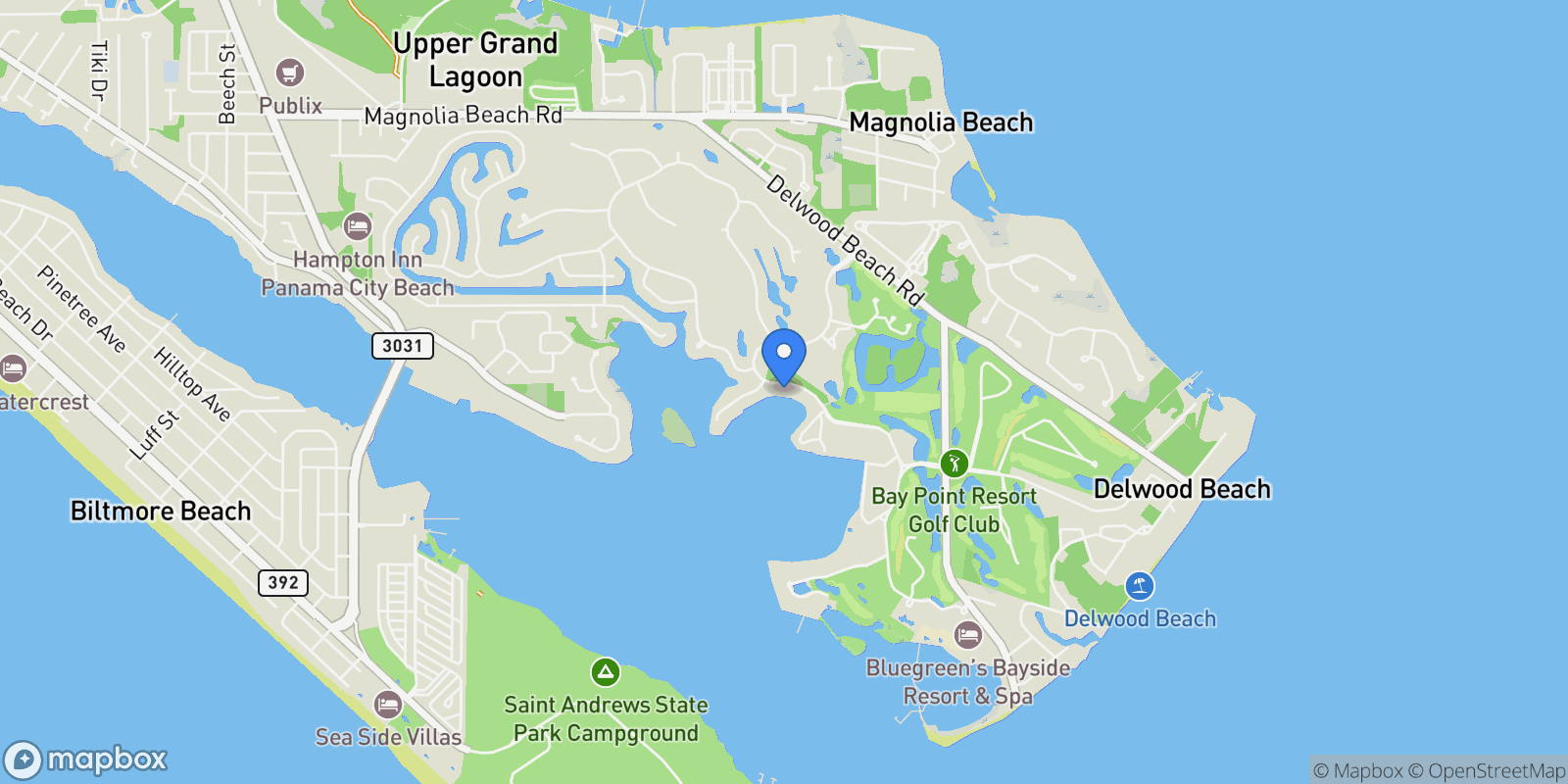 Map showing 4522 Bay Point Road, Panama City Beach, FL 32408, Panama City Beach, Florida, United States.