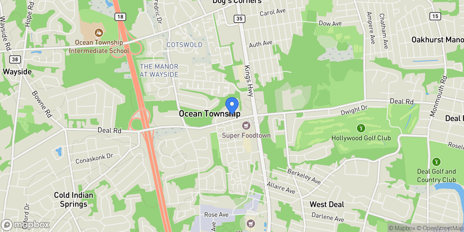 Map showing 149 Jefferson Drive, Ocean, NJ 07712, Asbury Park, New Jersey, United States.