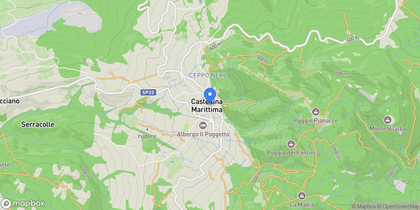 Map showing 56040 Castellina Marittima PI, Italy, Castellina Marittima, Tuscany, Italy.