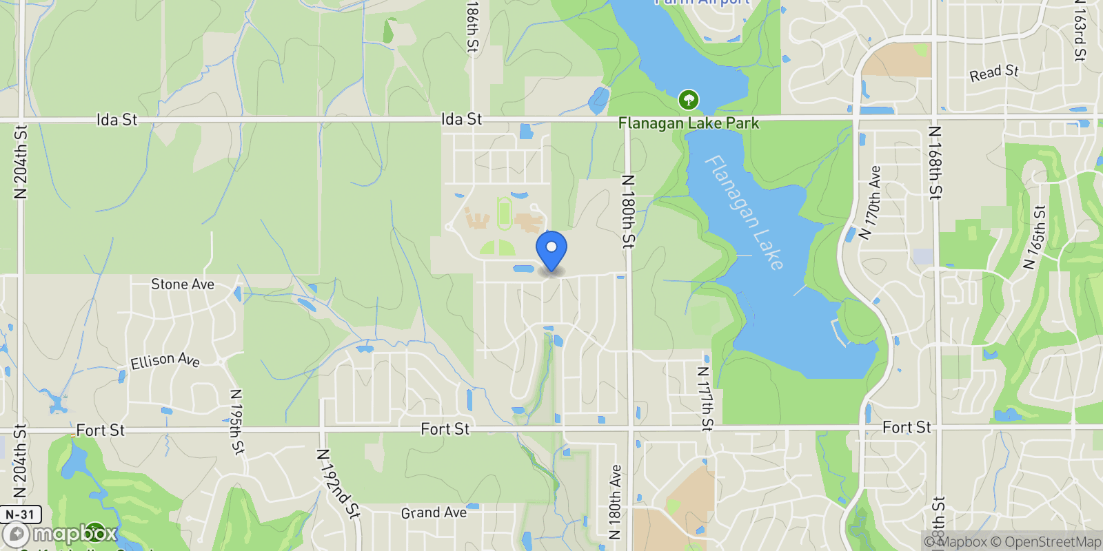 Map showing 5801 Purple Martin Parkway, Elkhorn, NE 68022, Bennington, Nebraska, United States.
