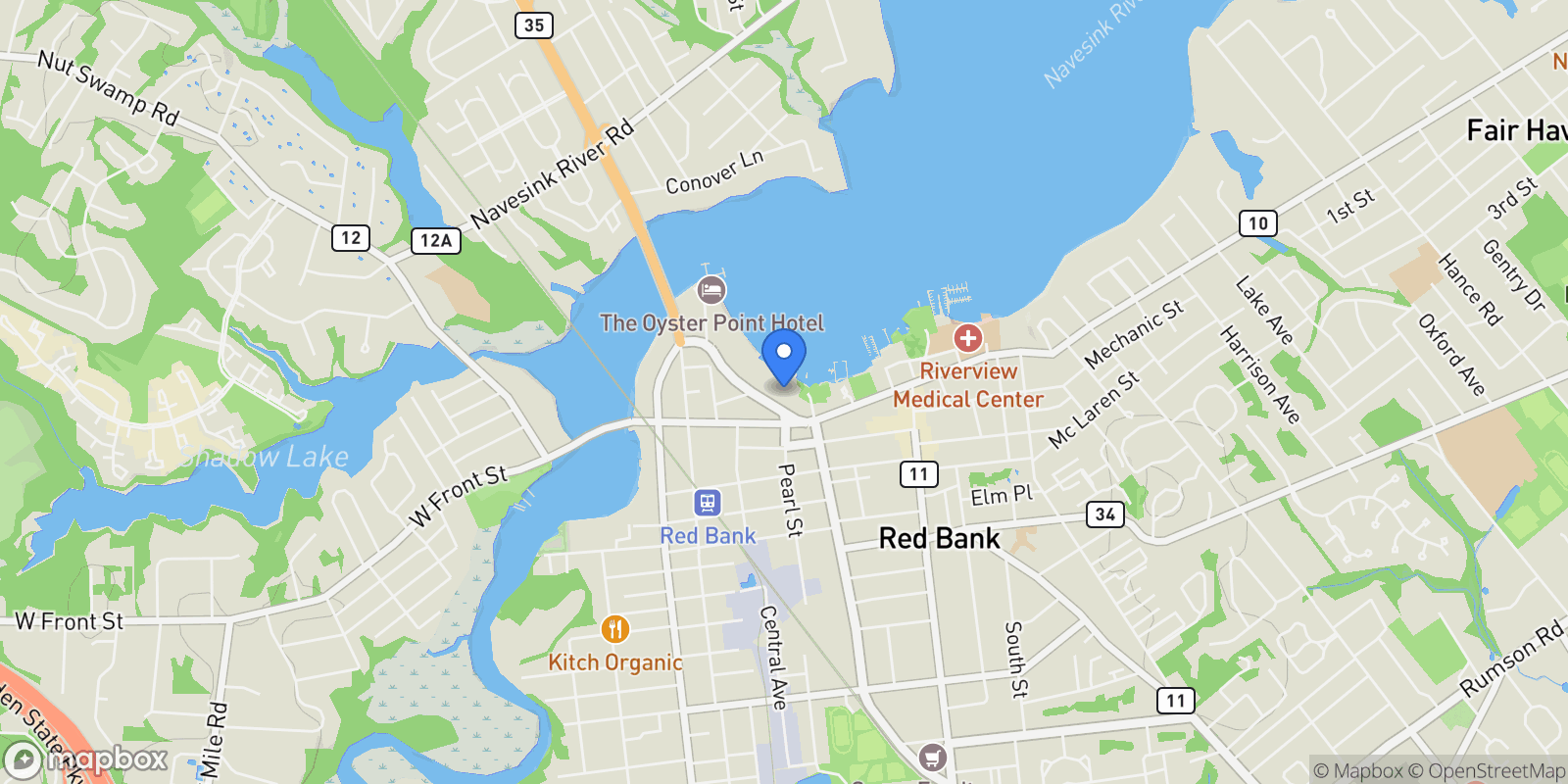 Map showing 28 Riverside Drive 10H, Red Bank, NJ 07701, Red Bank, New Jersey, United States.