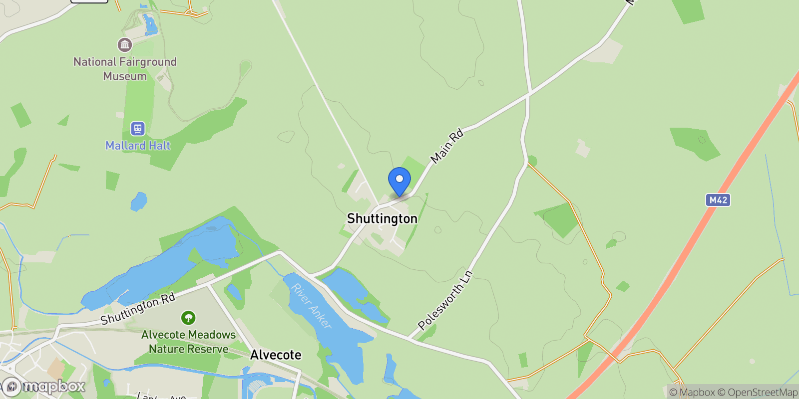 Map showing Main Road, Shuttington, Tamworth, Shuttington, England, United Kingdom.