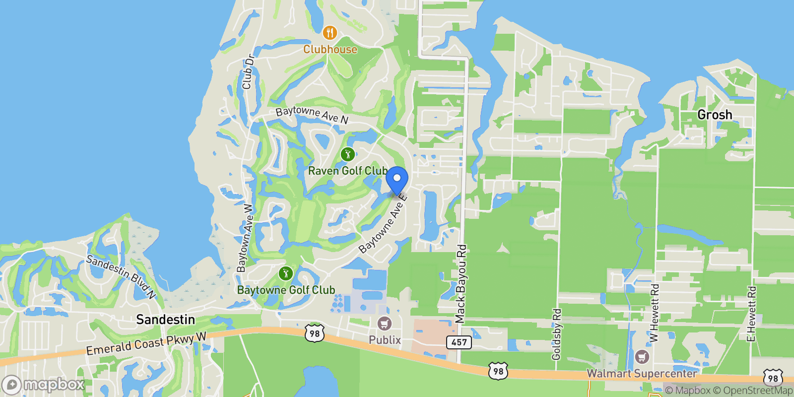 Map showing 1462 E Baytowne Avenue, Miramar Beach, FL 32550, Miramar Beach, Florida, United States.
