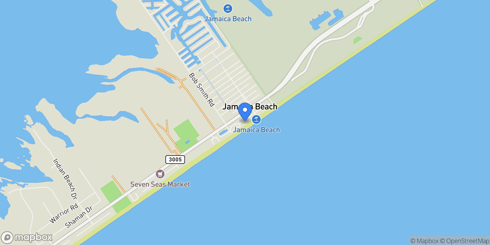 Map showing 16627 Jamaica Beach Road, Galveston, Texas, United States.