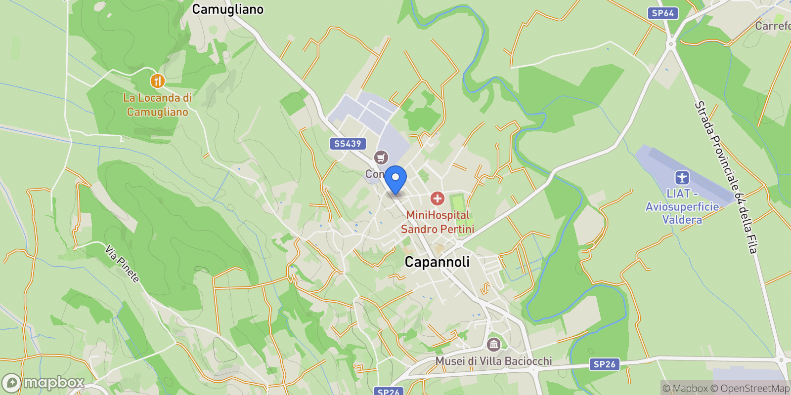 Map showing Valdera, PI, Italy, Capannoli, Tuscany, Italy.