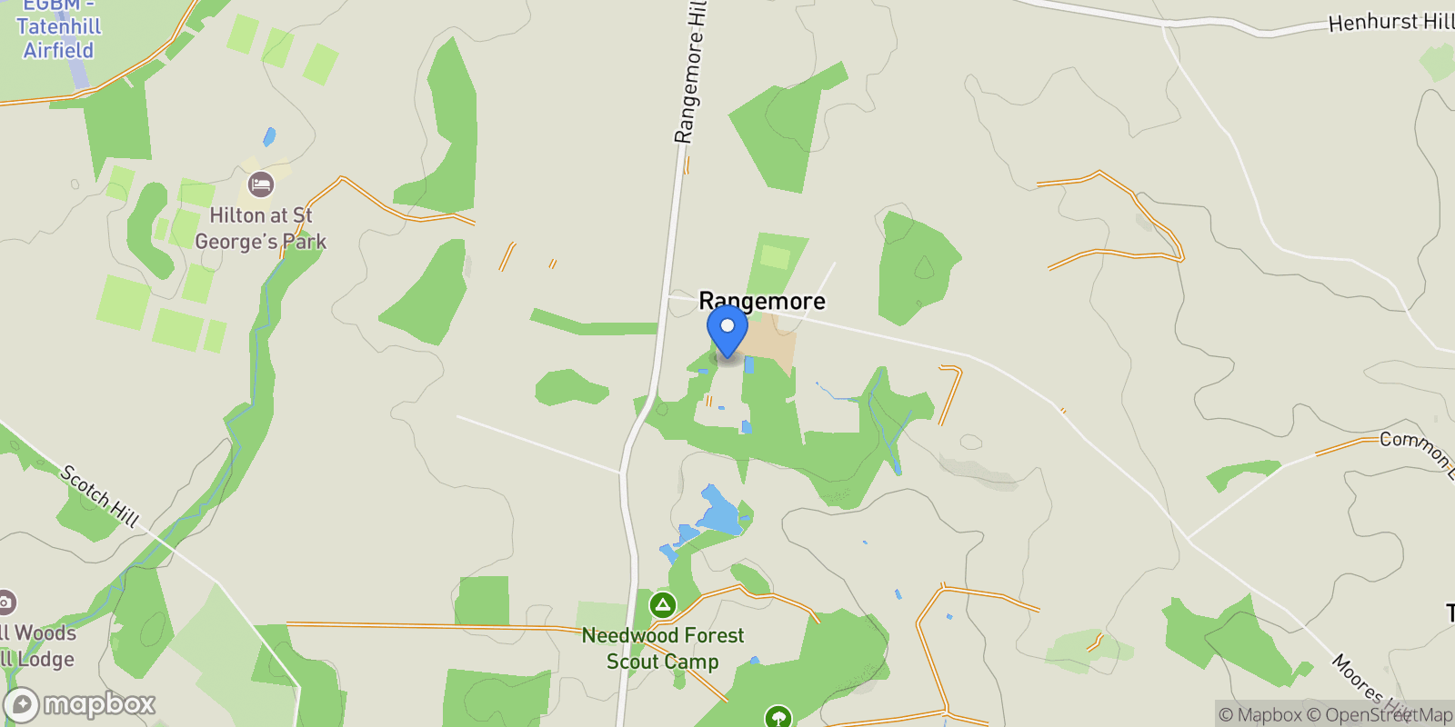 Map showing Dunstall Road, The Walled Garden Plot, Rangemore, Staffordshire, Rangemore, England, United Kingdom.