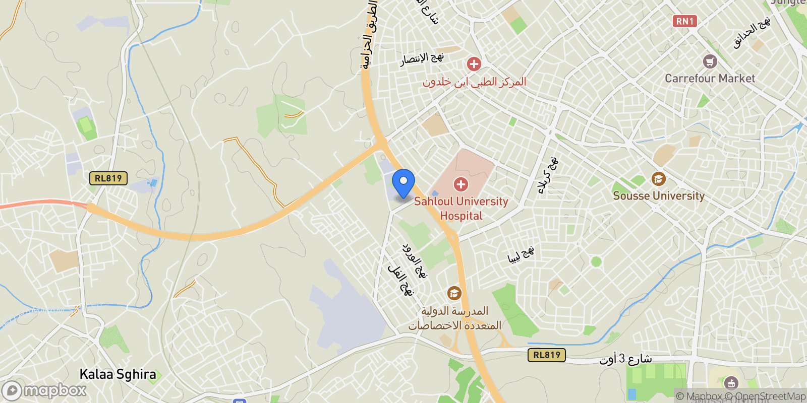 Map showing Sousse, Sousse, Tunisia.