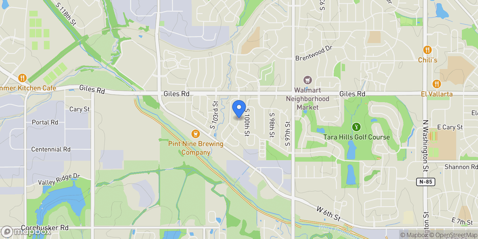 Map showing 10952 S 101st Street, Papillion, NE 68046, Papillion, Nebraska, United States.