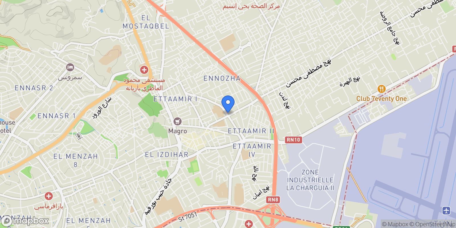 Map showing Ariana, Tunis, Tunisia.