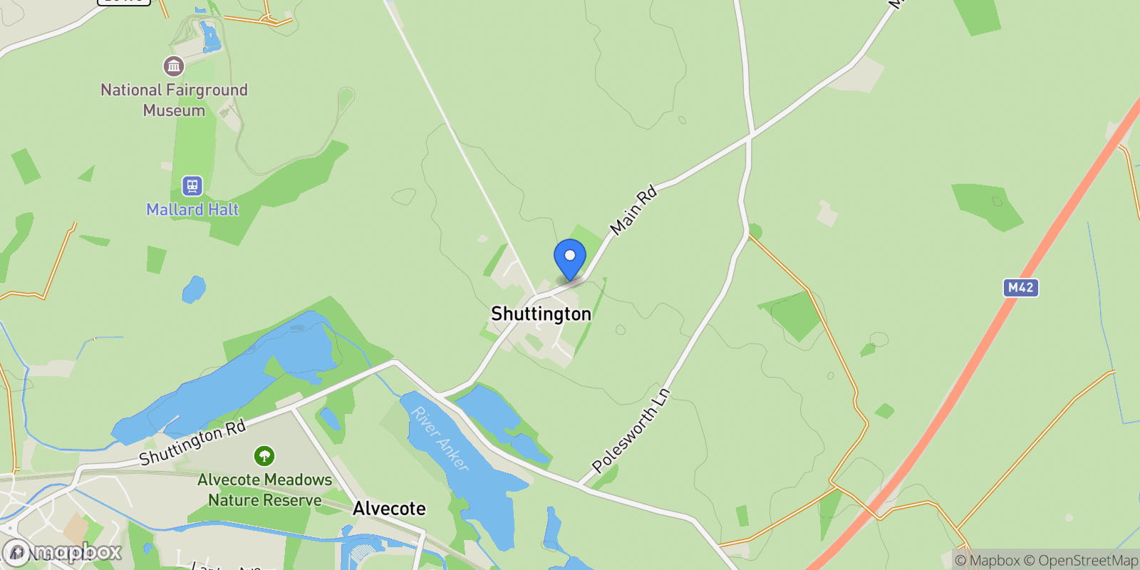 Map showing Main Road, Shuttington, Tamworth, Shuttington, England, United Kingdom.