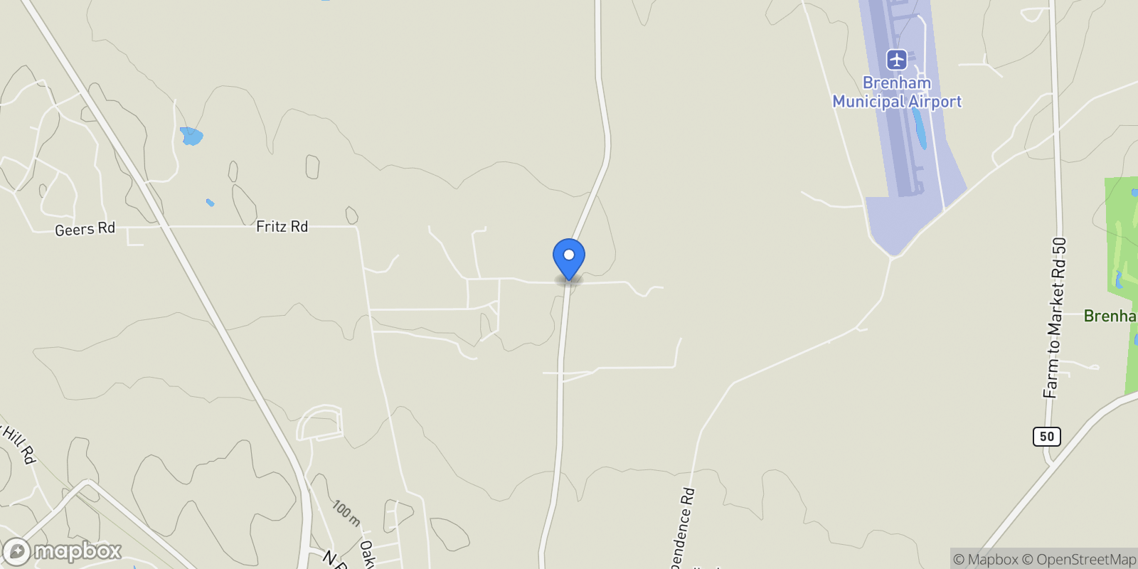 Map showing 2982 Fm 2935 Road, Brenham, Texas, United States.