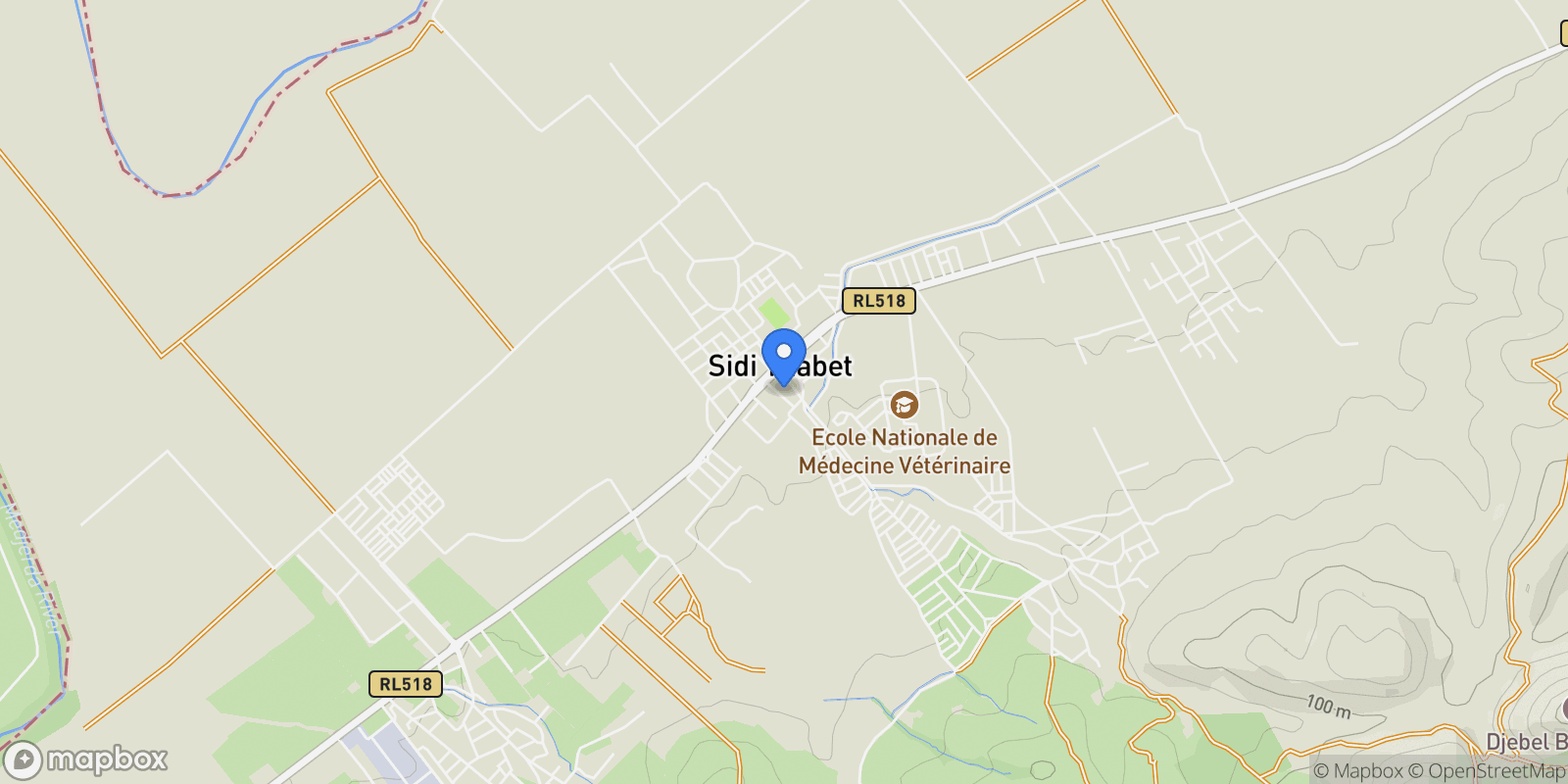 Map showing Sidi Thabet, Ariana, Tunisia.