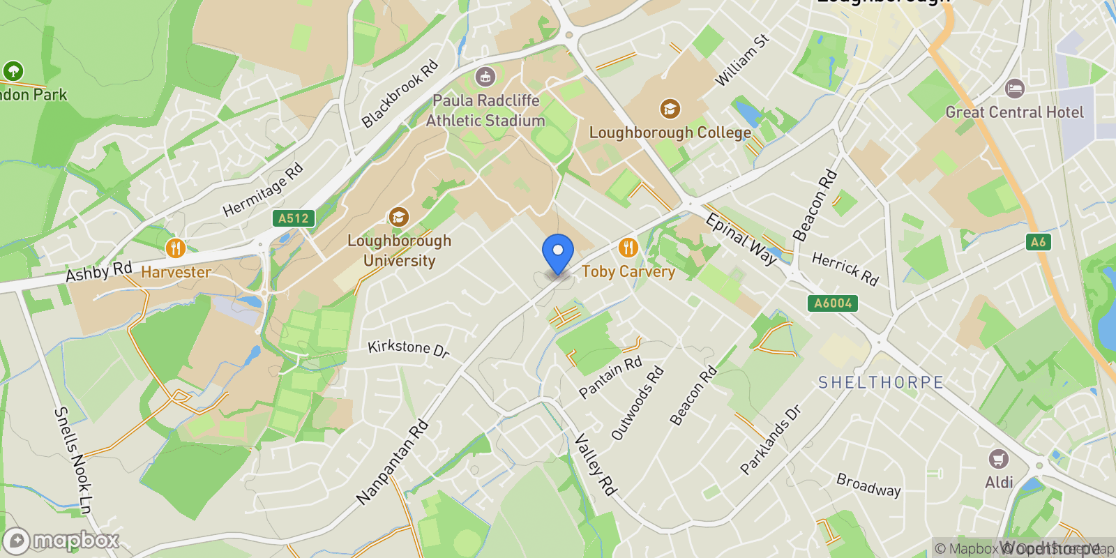 Map showing Forest Road, 231 Forest Road, Loughborough, Loughborough, England, United Kingdom.