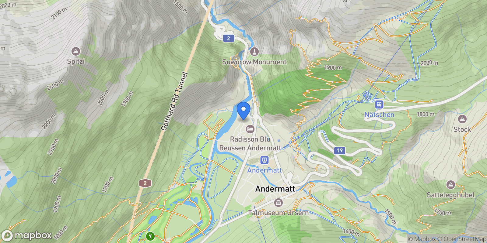 Map showing Ritomgasse 2, 6490 Andermatt, Switzerland, Andermatt, Uri, Switzerland.