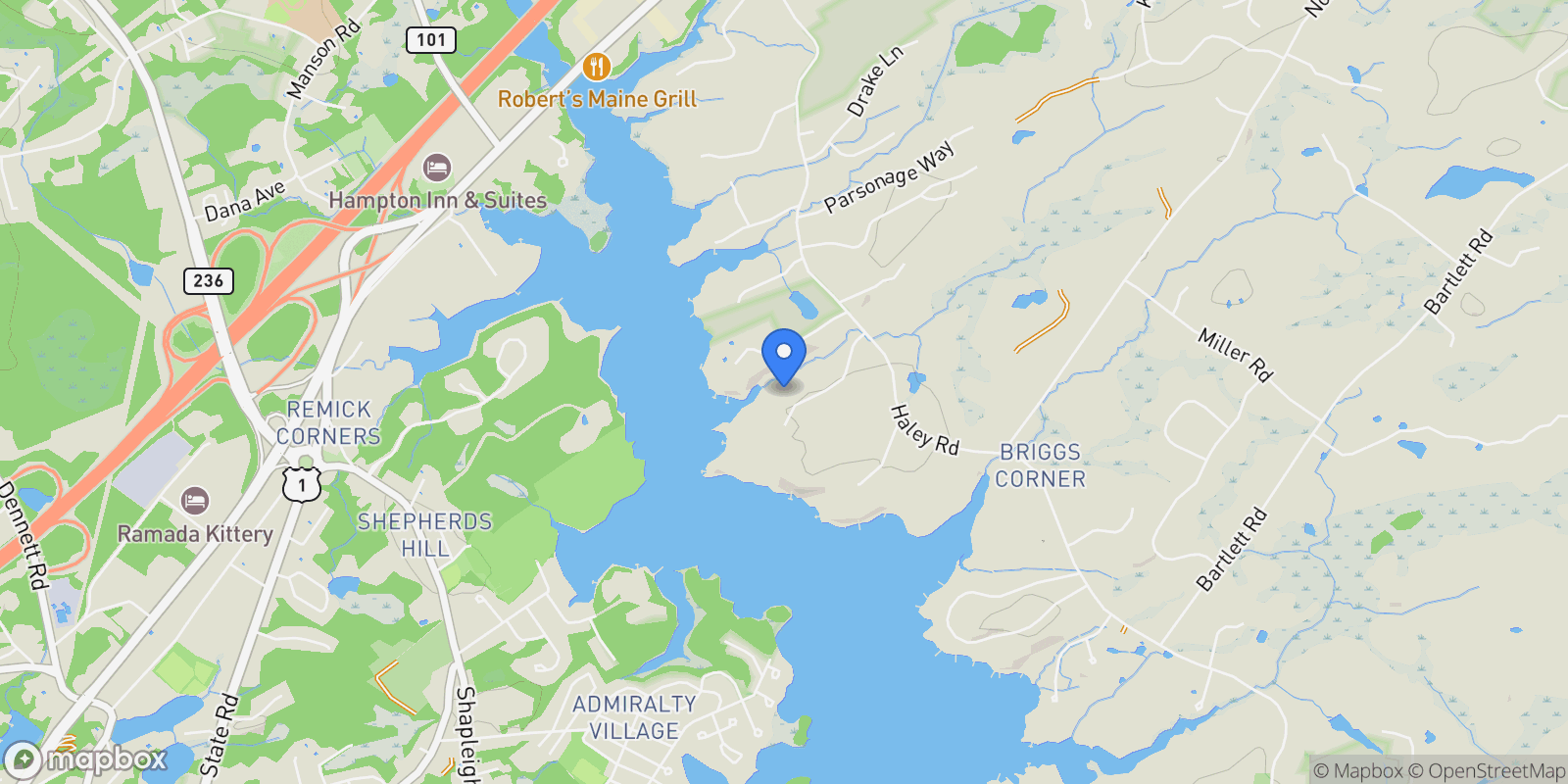 Map showing 8 Spruce Point Road, Kittery, ME, 03904, USA, Kittery, Maine, United States.
