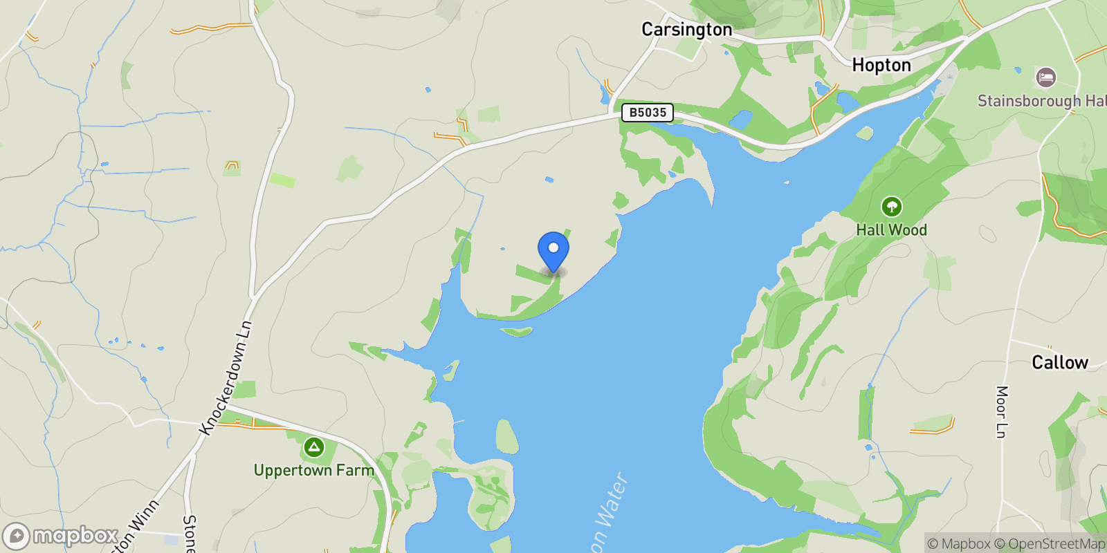 Map showing Shiningford Lane, Shiningford Farm, Carsington, Matlock, Derbyshire, Matlock, England, United Kingdom.