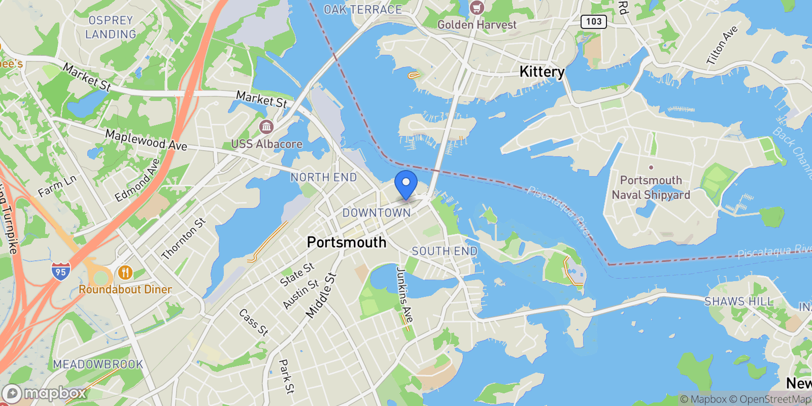 Map showing 137 Daniel Street, #D302, Portsmouth, NH, 03801, USA, Portsmouth, New Hampshire, United States.