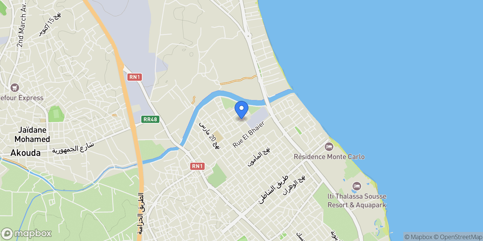 Map showing Hammam Sousse, Tunisia.