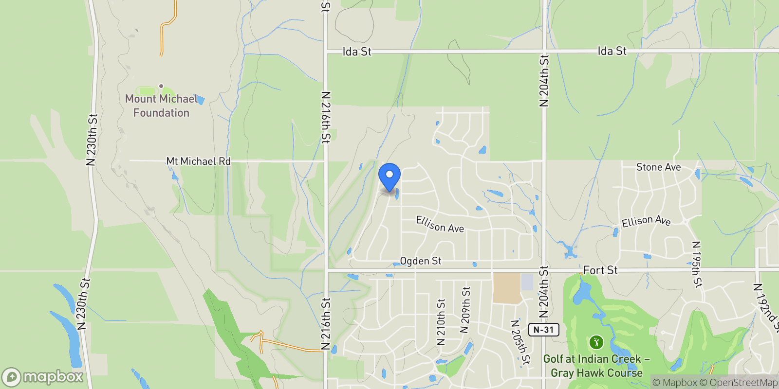 Map showing 5402 N 213th Street, Elkhorn, NE 68022, Omaha, Nebraska, United States.