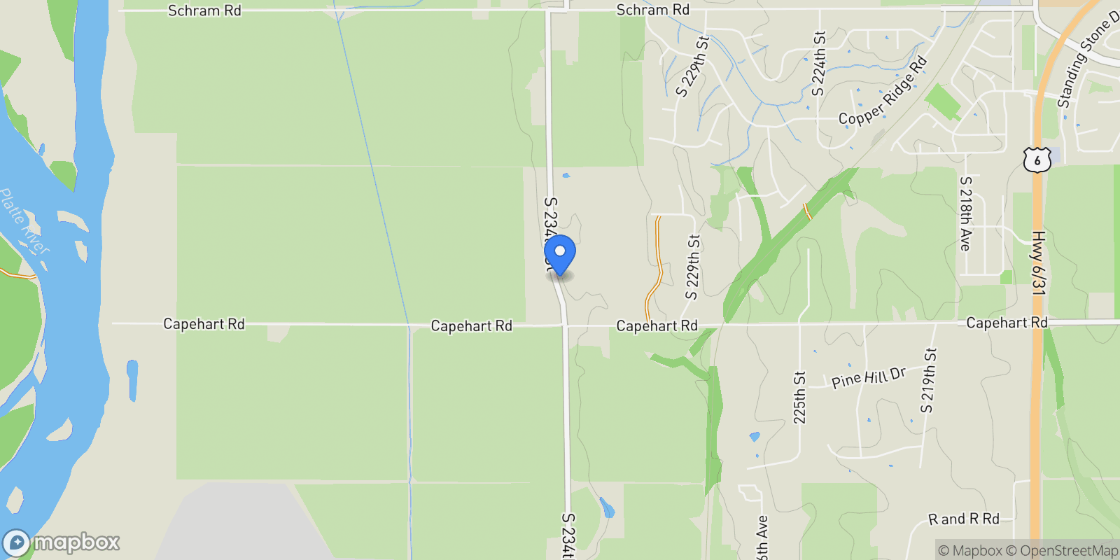 Map showing 10801 S 220th Street, Gretna, NE 68028, Gretna, Nebraska, United States.