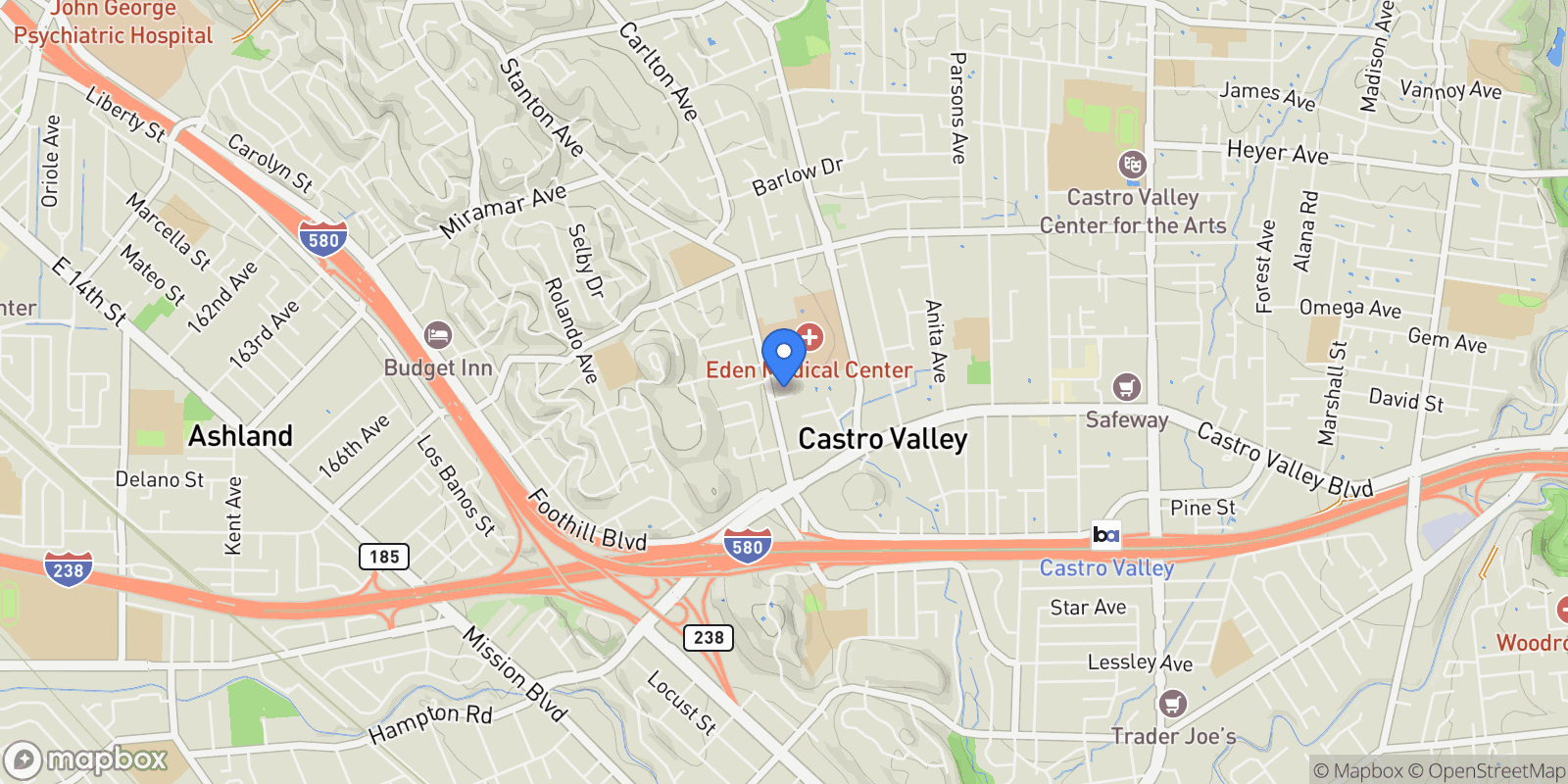 Map showing 2504 Denning Ct, Castro Valley, California, United States.