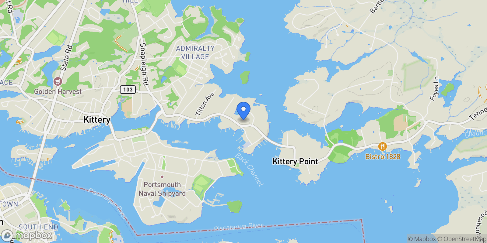 Map showing 205 Whipple Road, Kittery, ME, 03904, USA, Kittery, Maine, United States.