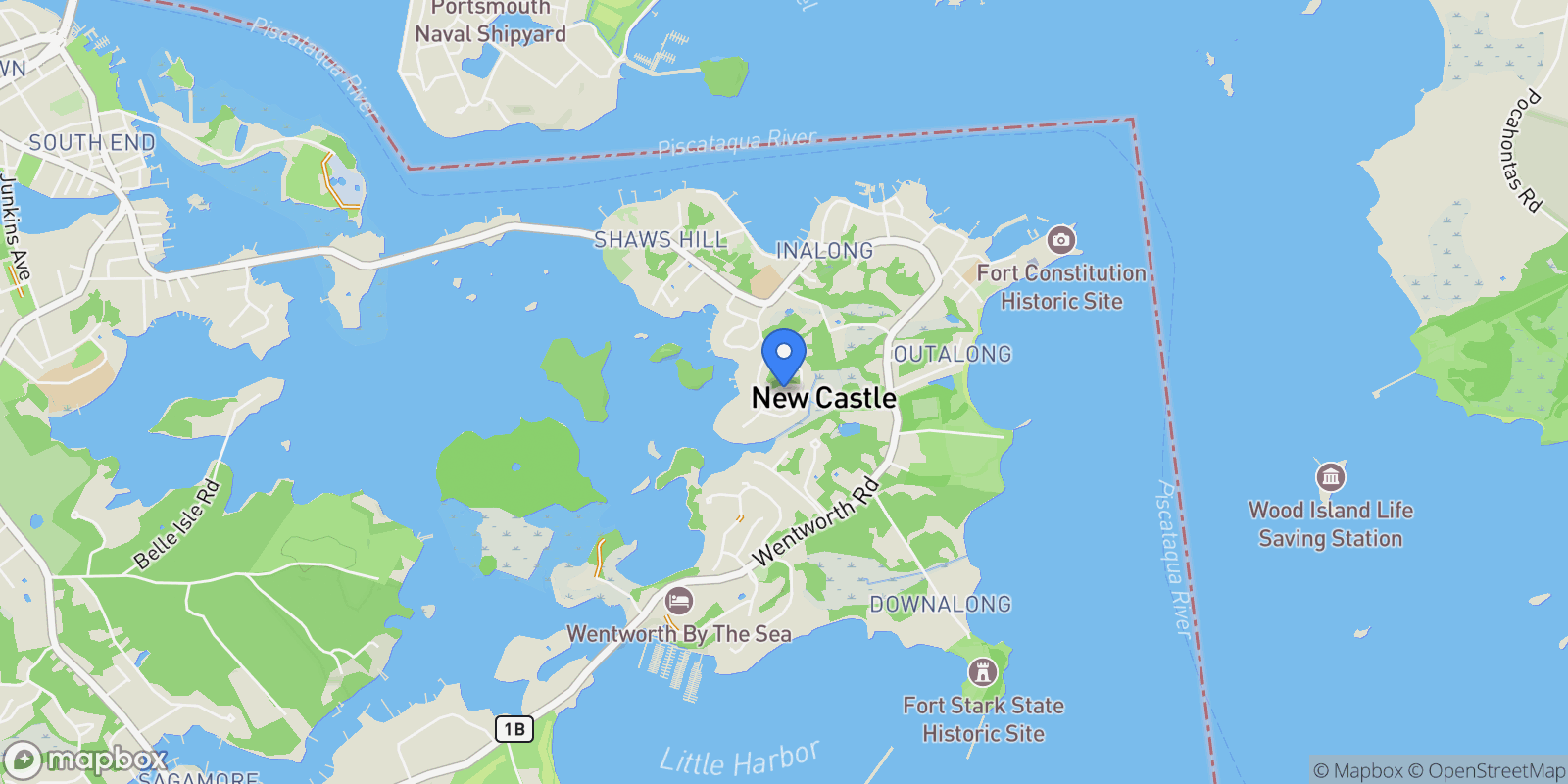Map showing 18 Mainmast Circle, New Castle, NH, 03854, USA, New Castle, New Hampshire, United States.