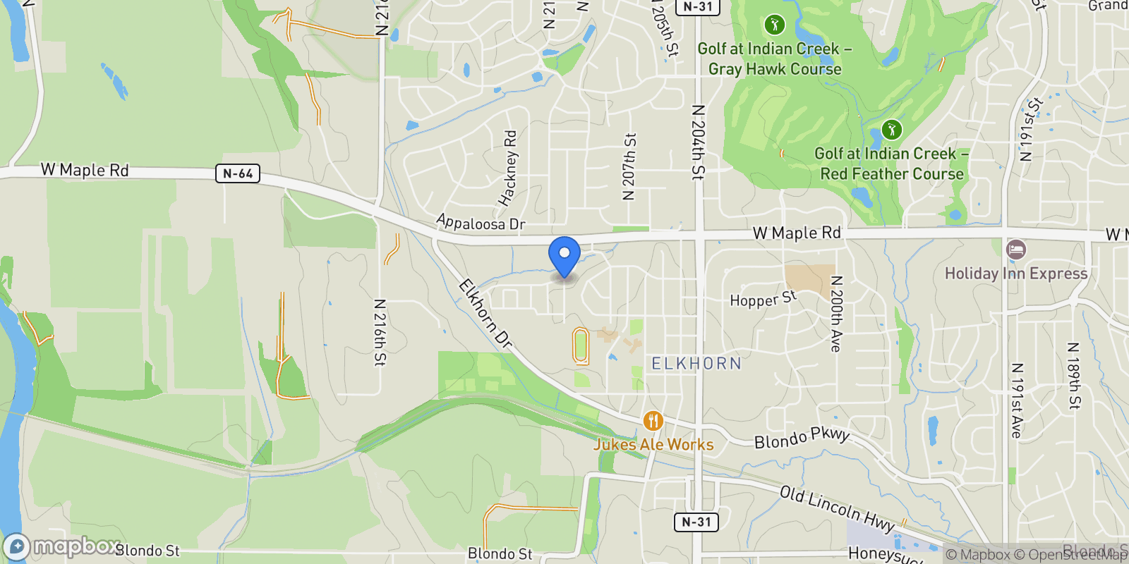 Map showing 5602 N 212th Street, Elkhorn, NE 68022, Omaha, Nebraska, United States.