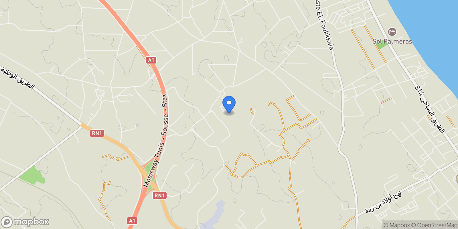 Map showing Sidi Bou Ali, Sousse, Tunisia.