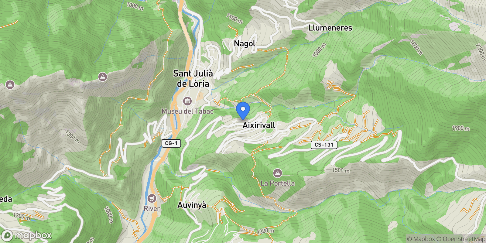 Map showing Urb aixirivall, Sant Julià de Lória, Sant Julià de Lória, Aixirivall, Sant Julià de Lòria, Andorra.