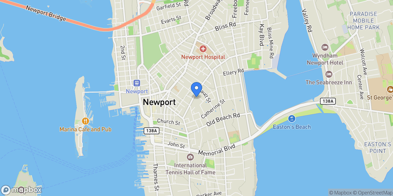 Map showing 5 Pell Street, Newport, RI 02840, Newport, Rhode Island, United States.
