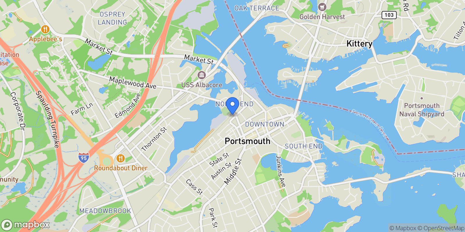Map showing 70 Maplewood Avenue, #403, Portsmouth, NH, 03801, USA, Portsmouth, New Hampshire, United States.