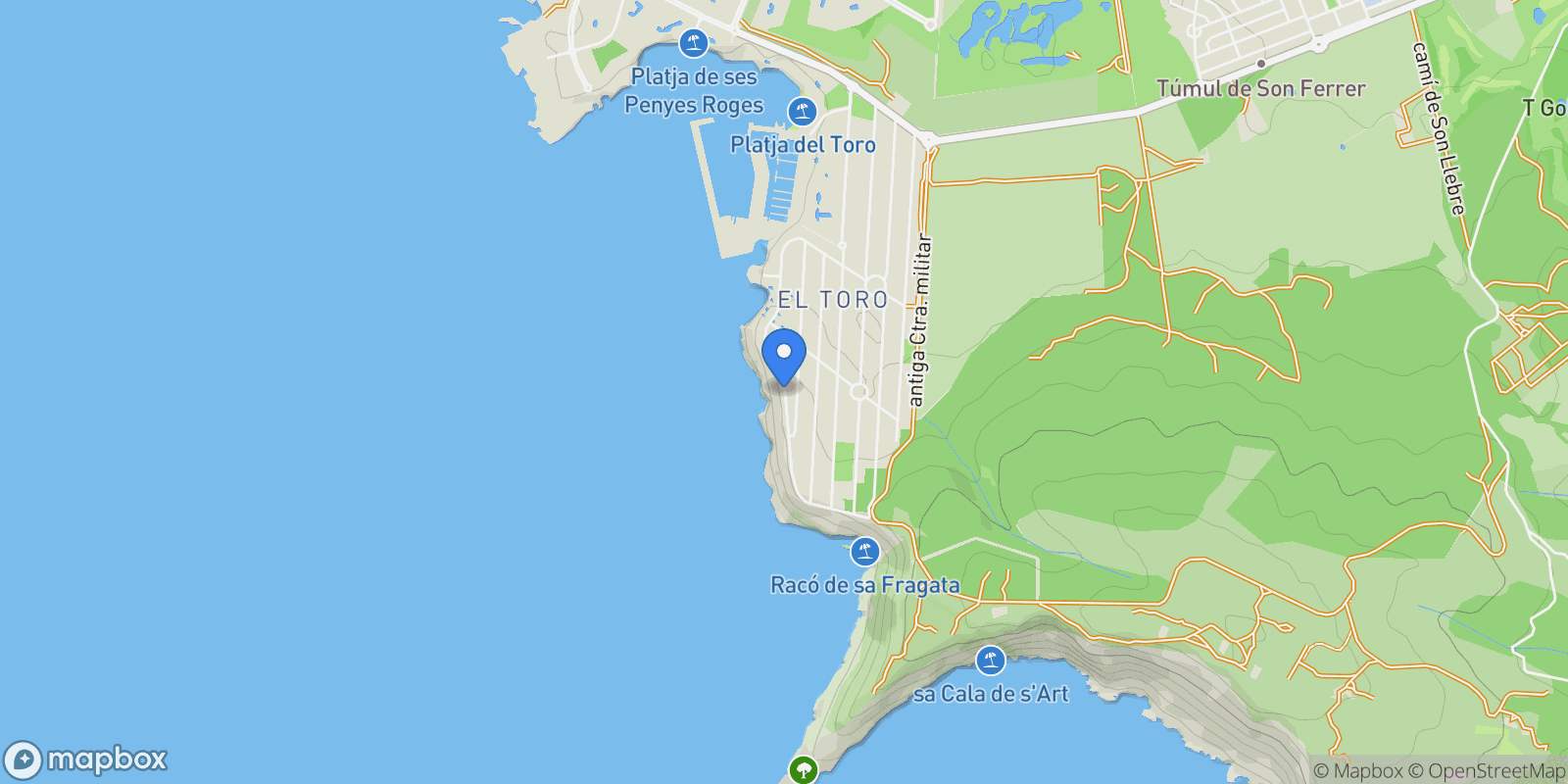 Map showing avenida del mar, El toro, Mallorca, El toro, Calvia, Balearic Islands, Spain.