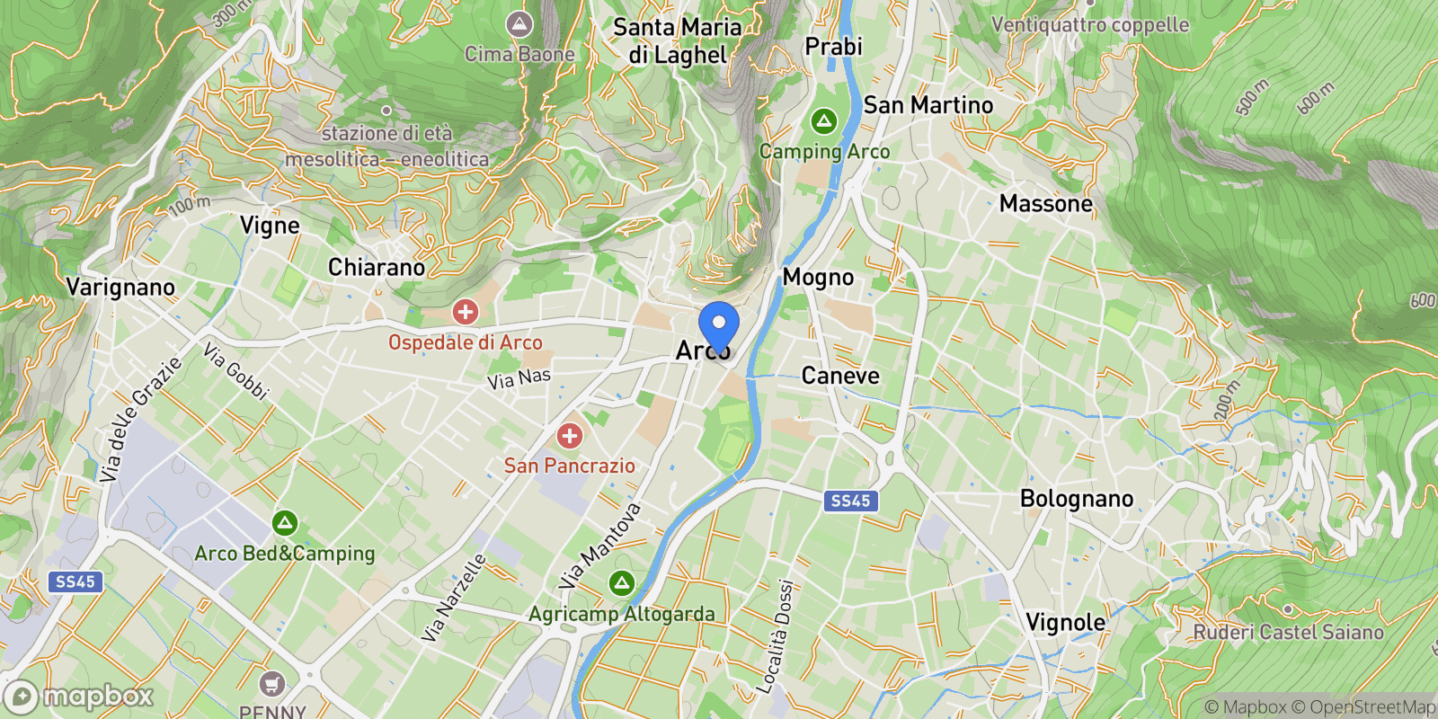 Map showing Arco, Trentino-South Tyrol, Italy.