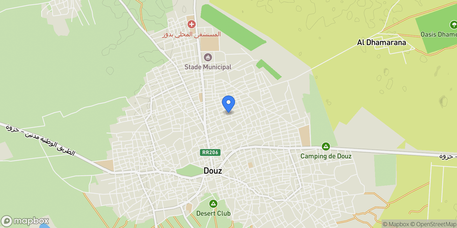 Map showing Douz, Kebili, Tunisia.