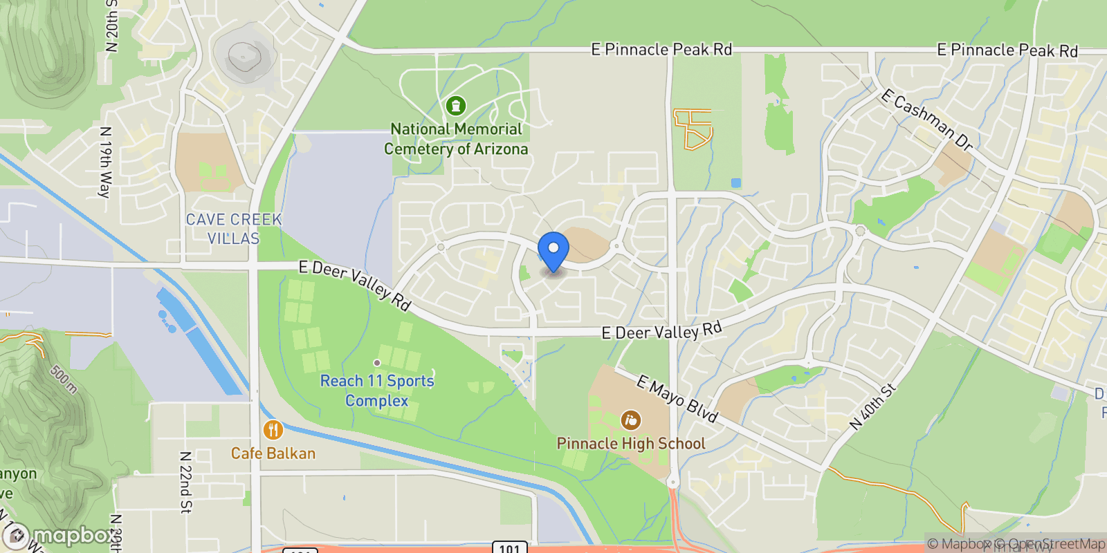 Map showing 3251 E BRYCE Lane, Phoenix, AZ 85050, Phoenix, Arizona, United States.
