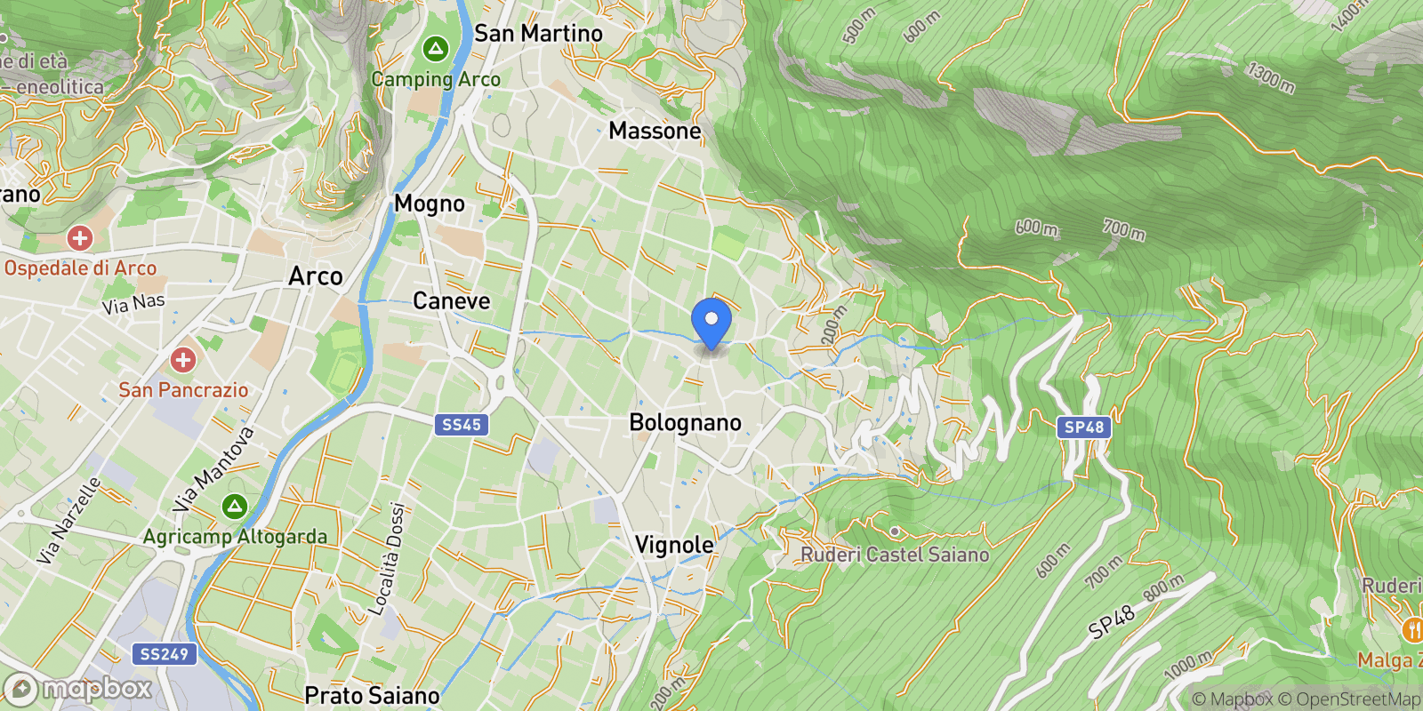 Map showing Via della Repubblica, Bolognano-Vignole, Trentino-South Tyrol, Italy.